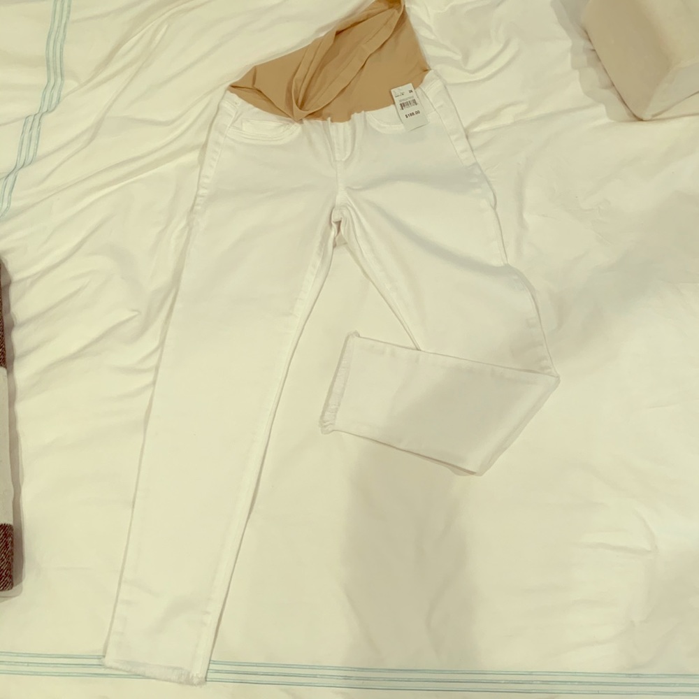 Joe’s White Maternity Jeans with cutoff